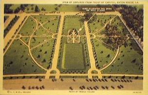 Early view of the Louisiana Capitol Grounds, Baton Rouge, from the top of the capitol looking south